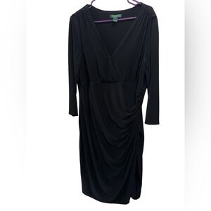 Lauren Ralph Lauren Black 3/4 Sleeves Body Con Knee Length Dress Size 18 Women